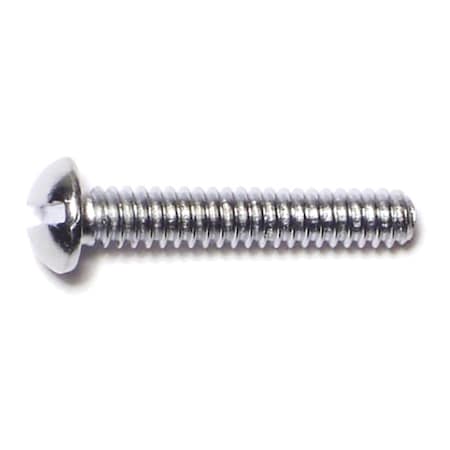 #6-32 X 3/4 In Slotted Round Machine Screw, Chrome Plated Steel, 42 PK